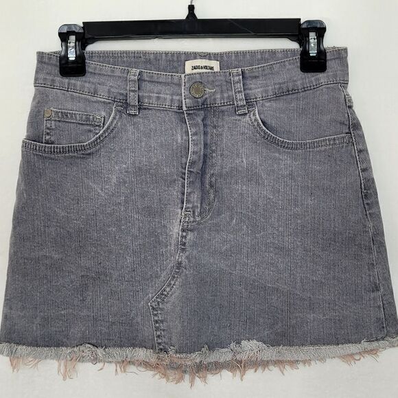 Zadig & Voltaire Gray Denim Mini Skirt Size 36EU - Picture 1 of 6